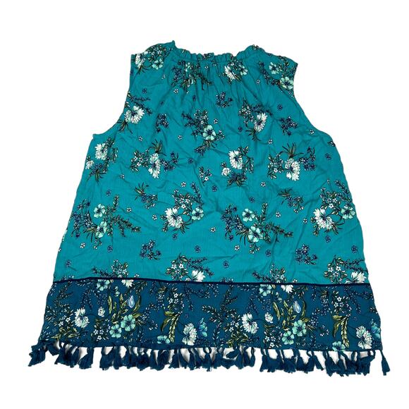 John Paul Richard Sleeveless Blouse Floral Crew Neck Tassel Tank Boho Women's M - Picture 2 of 9